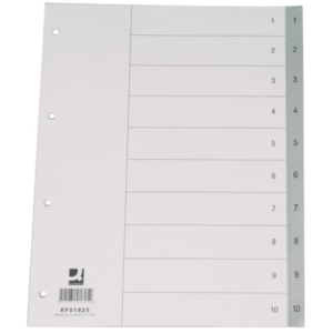 Divisore numerico Q-Connect grigio 22,5x29,7 cm ppl 1-10 KF01825