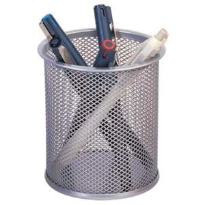 Portapenne in metallo Q-Connect h 10 cm / Ø 9 cm argento KF00846