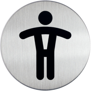Pittogramma adesivo DURABLE Ø 83 mm acciaio inossidabile spazzolato argento metallizzato WC uomini - 490523