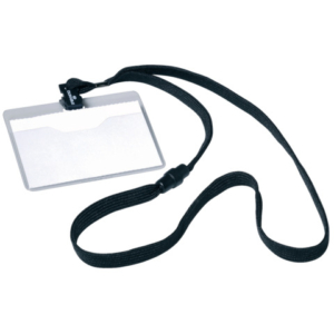 Portanomi DURABLE tasca aperta con cordoncino trasparente/nero 60x90mm conf. 10 - 813901