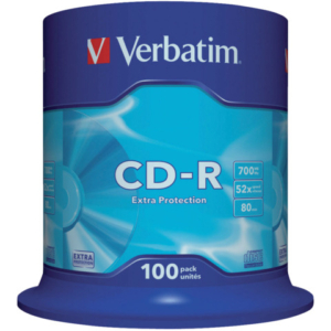 CD-R Extra Protection Verbatim 700 MB 52x Spindle Case da 100 cd-r - 43411