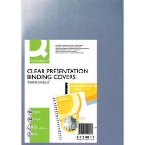 Copertina per rilegatura Q-Connect A4 250 µm trasparente conf. 100 pezzi - KF24011