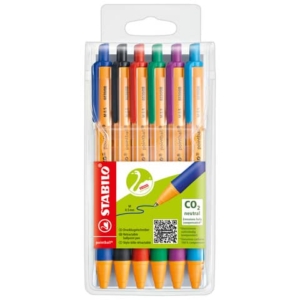 Penne a sfera a scatto Stabilo Pointball  0,5 mm assortiti astuccio da 6 - 6030/6