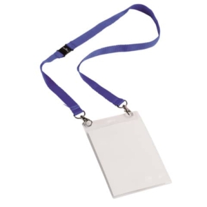 Portanomi DURABLE con cordoncino 20 mm per eventi blu/trasparente inserti f.to A6 conf. 10 - 852507