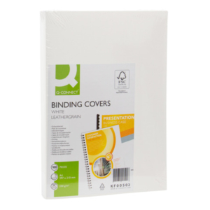 Copertina per rilegatura Q-Connect A4 250 g/m² bianco goffrato conf. 100 pezzi - KF00502