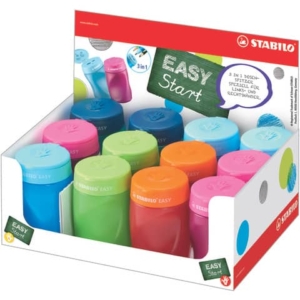 Espositore 12 temperamatite Stabilo Easy con serbatoio XXL - colori assortiti - 4500/12-1