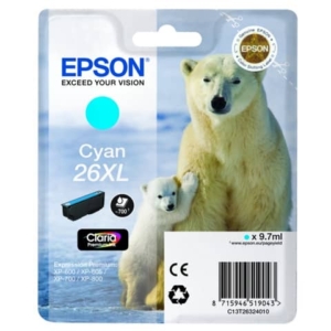 Cartuccia inkjet alta capacità Orso polare 26XL Epson ciano C13T26324012