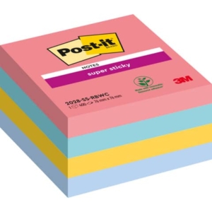 Foglietti Post-it® ricarica Super Sticky Notes Bora Bora assortiti conf. 5 blocchetti da 90 ff - 2028-SS-RBWC