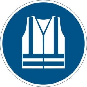 Pittogramma da pavimento ''Gilet di sicurezza alta visibilità obbligatorio'' Durable azzurro Ø 430 mm - 173506