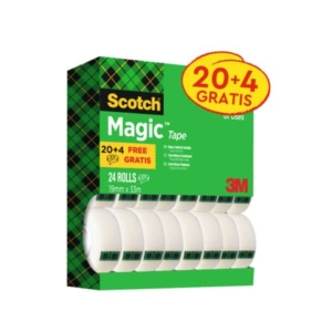 Nastro adesivo Scotch® Magic? 810 19 mm x 33 m trasparente opaco Value Pack 20 rotoli + 4 GRATIS - 8-1933R24TPR