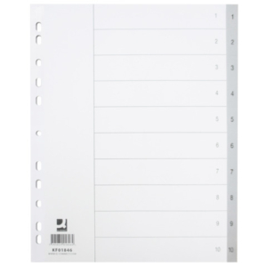 Divisore numerico Q-Connect grigio XL 24,5x29,7 cm ppl 1-10 KF01846