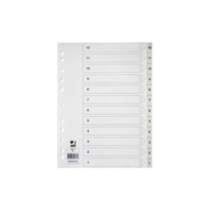 Divisore numerico Q-Connect bianco 22,5x29,7 cm ppl 1-12 KF00181