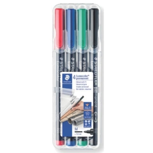 Penne a punta sintetica Staedtler Lumocolor permanent pen 317 M assortiti astuccio da 4 pezzi - 317 WP4