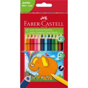 Matite colorate Jumbo Faber Castell forma triangolare - colori assortiti - conf. 12 pezzi - 116501
