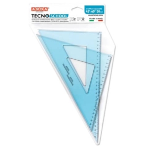 Coppia squadre ARDA Linea Tecnoschool plastica azzurro trasparente Formato 45° e 60° 30 cm conf. 2 pezzi - 60330SS
