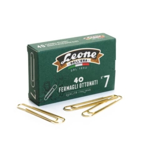 Fermagli Leone Dell'Era acciaio ottonato N. 7 1,6x75 mm rotondi ottone scatola da 40 pz. - FO7