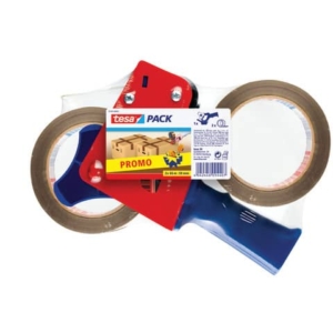 Dispenser per nastri adesivi tesa PROMOPACK tendinastro con 2 nastri avana rosso/blu - 57455-00001-02