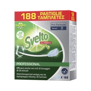 Detergente lavastoviglie Svelto Professional Tablets con estratto di limone conf. 188 pezzi - 8717163624234