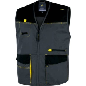 Gilet da lavoro DELTA PLUS D-Mach chiusura con zip - 5 tasche - poliestere e cotone grigio-giallo - XXL - DMGILGJXX
