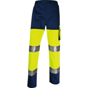 Pantaloni da lavoro Delta Plus ad alta visibilità - classe 2 - 5 tasche - argento giallo fluo-blu - XL - PHPA2JMXG
