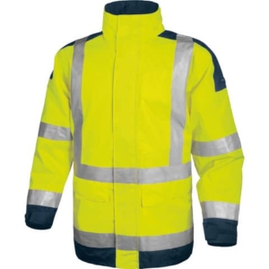 Giacca da lavoro Delta Plus Parka Easy View c/zip imperm. - Cl.3 - 4 tasche - argento giallo fluo-blu - L - EASYVJMGT
