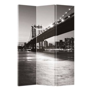 Paravento a 3 ante Serena Group in legno e carta di riso fantasia Brooklyn 120x180 cm - NY-1068-3
