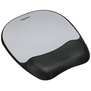 Tappetino mouse con poggiapolsi FELLOWES Memory Foam - argento 27,6x23,2x3,2 cm - 9175801