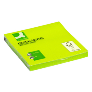 Foglietti riposizionabili Q-Connect 70 g/m² verde neon 76x76 mm 6 blocchetti da 80 ff - KF10515