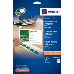 Biglietti da visita personalizzabili Avery Quick&Clean? 85x54 mm 10/foglio opachi per laser - conf. 25 ff C32011-25