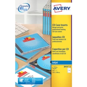 Copertine scrivibili per CD AVERY 151x118 mm - inkjet conf. 25 fogli - J8435-25