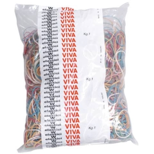 Elastici VIVA in busta in gomma colore e formati assortiti conf.1000 gr - A1000