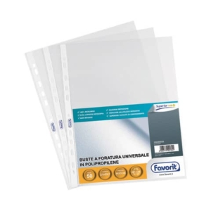 Buste trasp. a foratura universale FAVORIT buccia d'arancia superior 21x29,7 cm conf. da 50 - 100460026