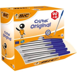 Penne a sfera BIC Cristal M 1 mm blu - value pack 90+10 - 942910