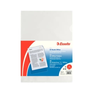 Buste a L non perforate Esselte OFFICE PP antiriflesso trasparente A4 goffrate conf.25 - 392581200