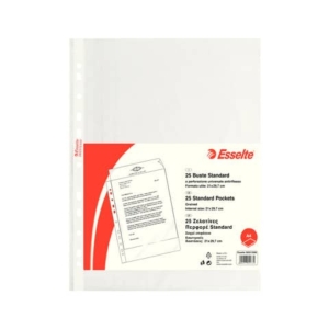 Buste a perforazione universale goffrate Esselte STANDARD PP antiriflesso trasparente A4 conf.25 - 392513300