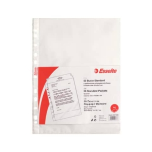 Buste a perforazione universale goffrate Esselte STANDARD PP antiriflesso trasparente A4 conf.50 - 395013300