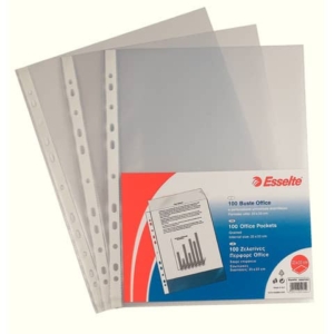Buste a perforazione universale goffrate Esselte OFFICE 23x33 cm trasparente antiriflesso conf.100 - 395697200