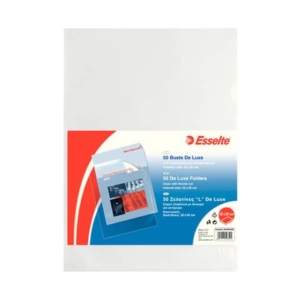 Buste a L non perforate Esselte DE LUXE 22x30 cm trasparente antiriflesso goffrata - conf.50 - 395084000