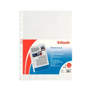 Buste a perforazione universale goffrate Esselte DELUXE 21x29,7 cm trasparente antiriflesso conf. da 50 - 395074300