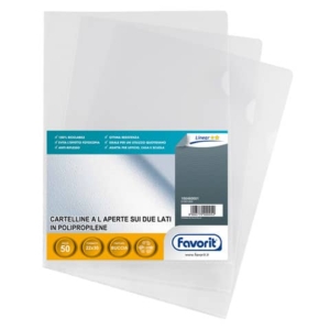 Buste a L non perforate FAVORIT Pratic medio spessore 22x30 cm trasp. buccia d'arancia conf. da 50 - 100460001