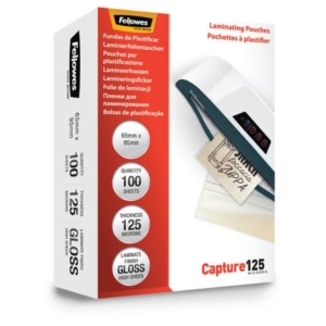 Pouches per plastificatrici Fellowes Standard Capture125 finitura lucida - 2x125 µm 65x95 mm Conf. 100 pz - 5306702