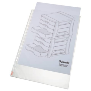 Buste a perforazione universale Esselte DELUXE goffrate antiriflesso trasparente 30x42 cm conf. 50 pezzi - 55231
