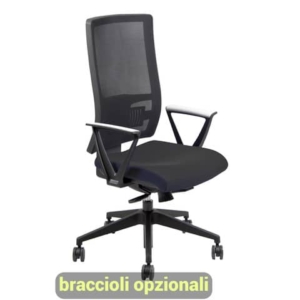 Sedia operativa girevole Unisit Nereide NDAE schienale in rete - rivestimento ignifugo nero - NDAE/IN