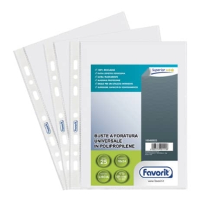 Buste trasp. a foratura universale FAVORIT liscia superior 18x24 cm conf. da 25 - 100460022