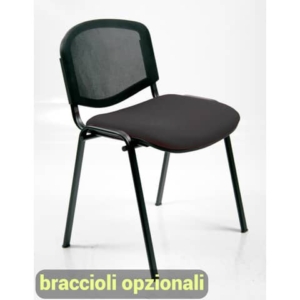 Sedia visitatore 4 gambe Unisit Dado D5N schienale in rete - rivestimento eco nero - Conf. 2 pezzi - D5N/2/EN