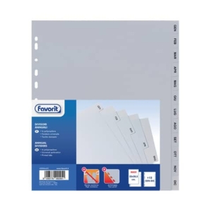 Divisore annuale Favorit 12 tacche GEN-DIC - 23x30 cm grigio 400006692