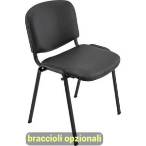 Sedia visitatore 4 gambe Unisit Dado D5S acciaio nero - rivestimento ecopelle nero  Conf. 2 pezzi - D5S/2/KN