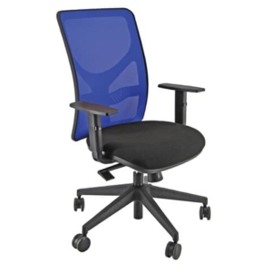 Sedia operativa girevole Unisit Pentagon Y10 PENA schienale in rete blu - rivest. Eco nero - con braccioli - PENA/BRF/EN/B