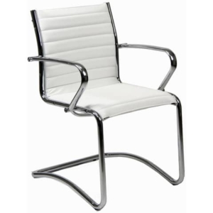 Sedia visitatore direzionale su slitta Unisit Pollux New PNV - rivestimento pelle bianco - PNV/PQ