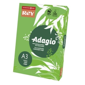 Carta colorata A3 Sylvamo Rey Adagio 160 g/m² verde intenso 52 - Risma da 250 fogli - ADAGI160X500